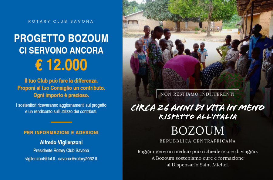 Progetto Bozoum: il Rotary Club Savona per le madri e i bambini della Repubblica Centrafricana